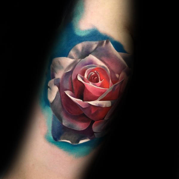 tatuaje rosa real para hombre 70