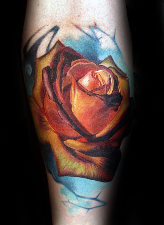 tatuaje rosa real para hombre 71