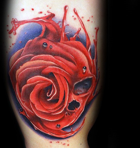 tatuaje rosa real para hombre 73