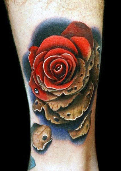 tatuaje rosa real para hombre 77