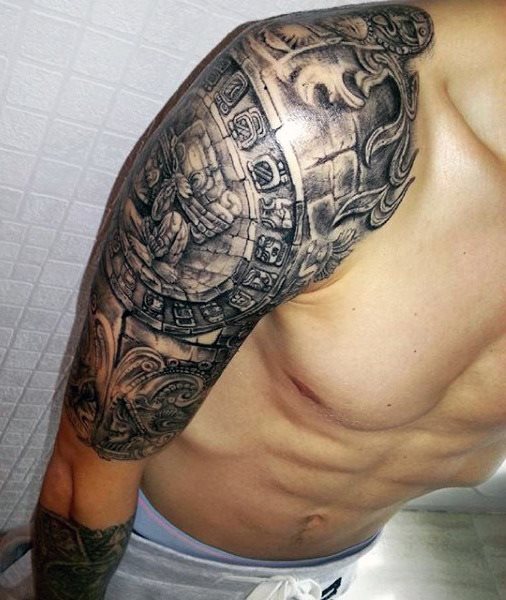 tatuaje azteca para hombre 48