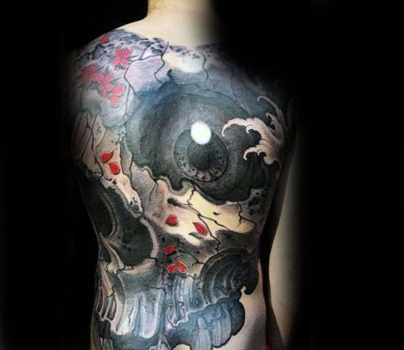 tatuaje calavera craneo japones para hombre 01