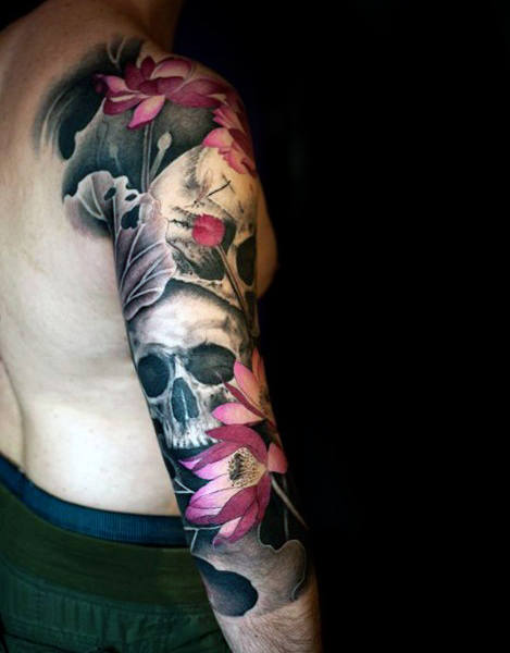 tatuaje calavera craneo japones para hombre 06