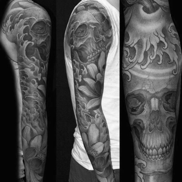 tatuaje calavera craneo japones para hombre 08