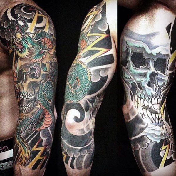 tatuaje calavera craneo japones para hombre 13