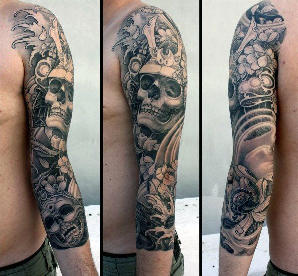 tatuaje calavera craneo japones para hombre 14