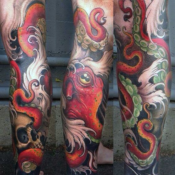 tatuaje calavera craneo japones para hombre 15