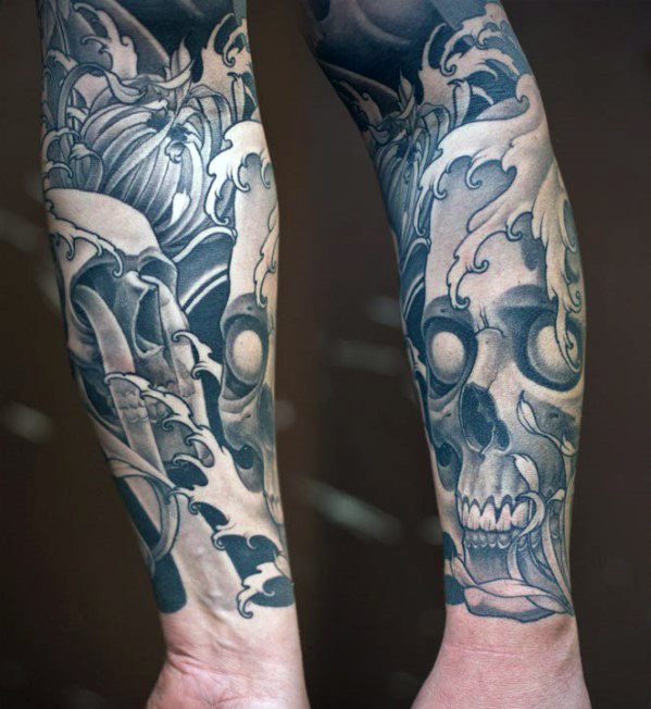 tatuaje calavera craneo japones para hombre 16