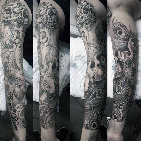 tatuaje calavera craneo japones para hombre 17