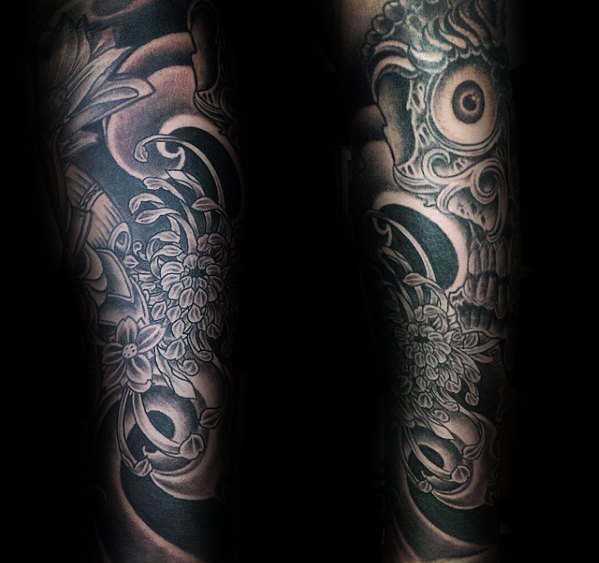 tatuaje calavera craneo japones para hombre 19