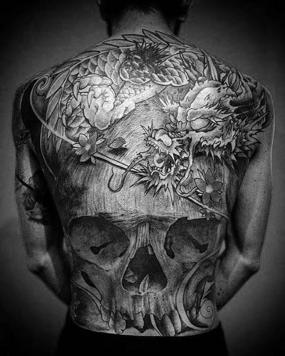 tatuaje calavera craneo japones para hombre 20