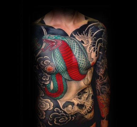 tatuaje calavera craneo japones para hombre 21