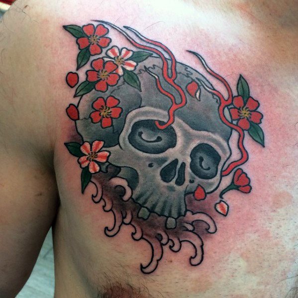 tatuaje calavera craneo japones para hombre 22
