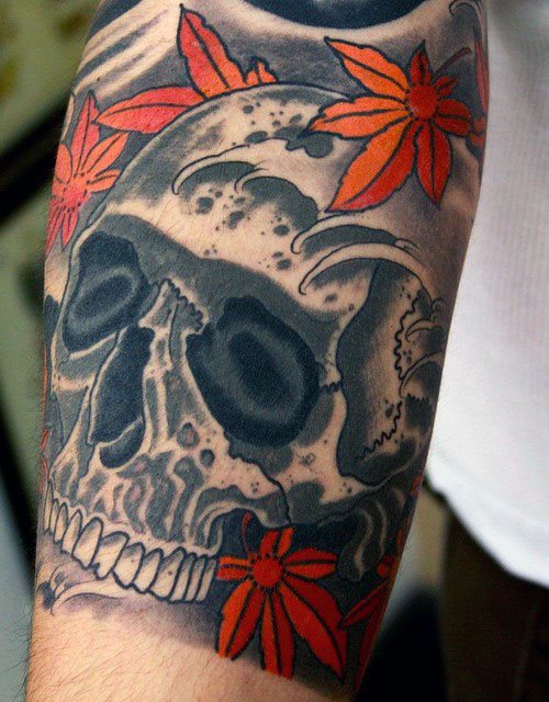tatuaje calavera craneo japones para hombre 23