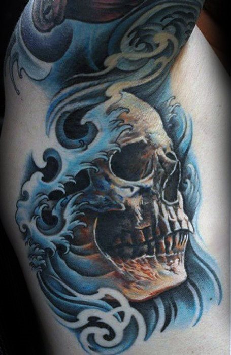 tatuaje calavera craneo japones para hombre 24