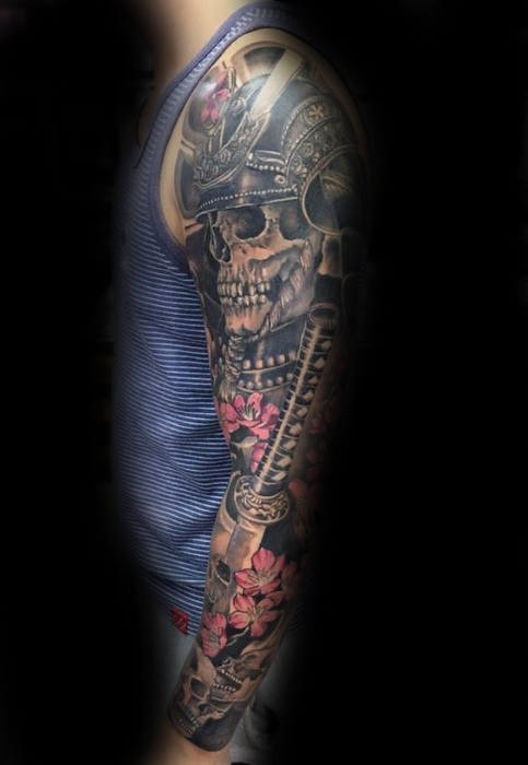 tatuaje calavera craneo japones para hombre 25