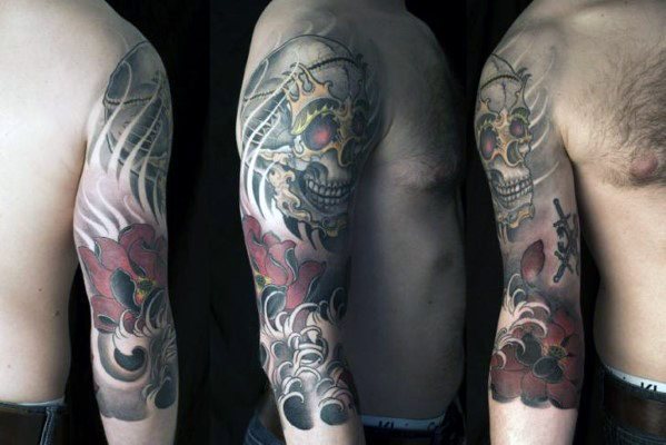 tatuaje calavera craneo japones para hombre 29