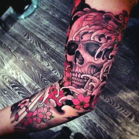 tatuaje calavera craneo japones para hombre 31