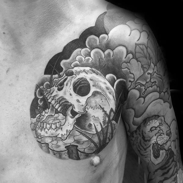 tatuaje calavera craneo japones para hombre 33