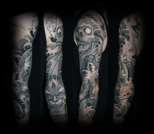 tatuaje calavera craneo japones para hombre 35