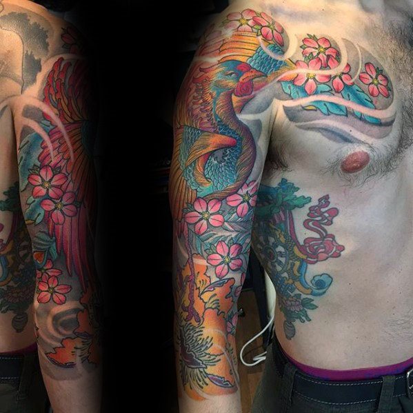 tatuaje fenix japones para hombre 01