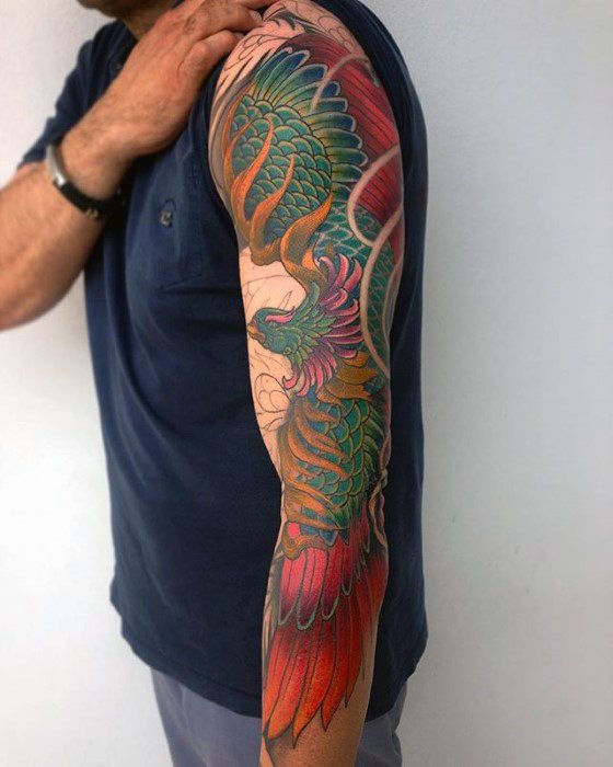 tatuaje fenix japones para hombre 14