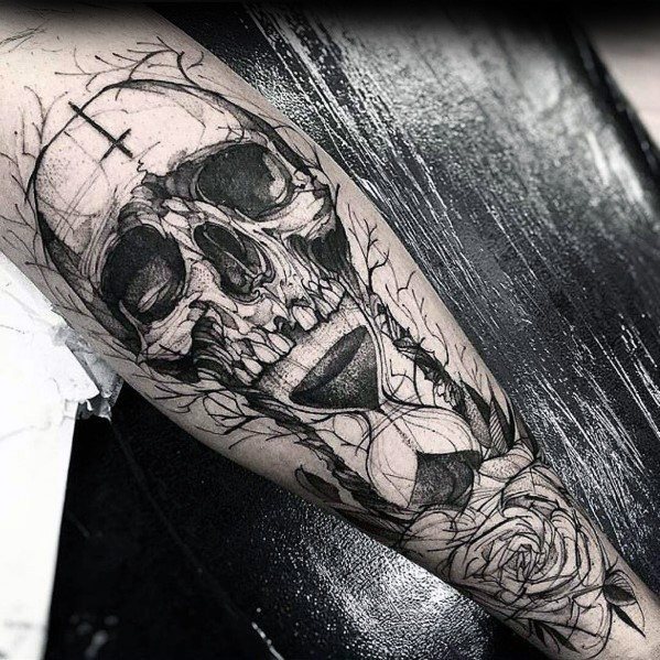 tatuaje genial calavera para hombre 42