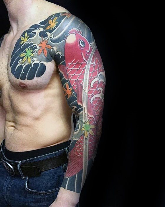 tatuaje japones pecho para hombre 09