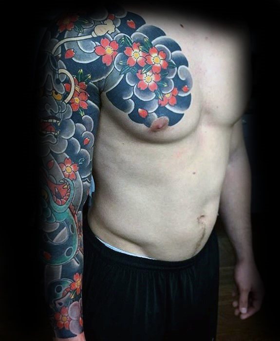 tatuaje japones pecho para hombre 10
