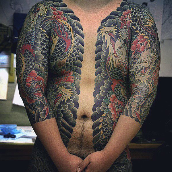 tatuaje japones pecho para hombre 14