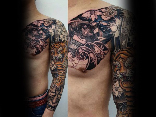 tatuaje japones pecho para hombre 16