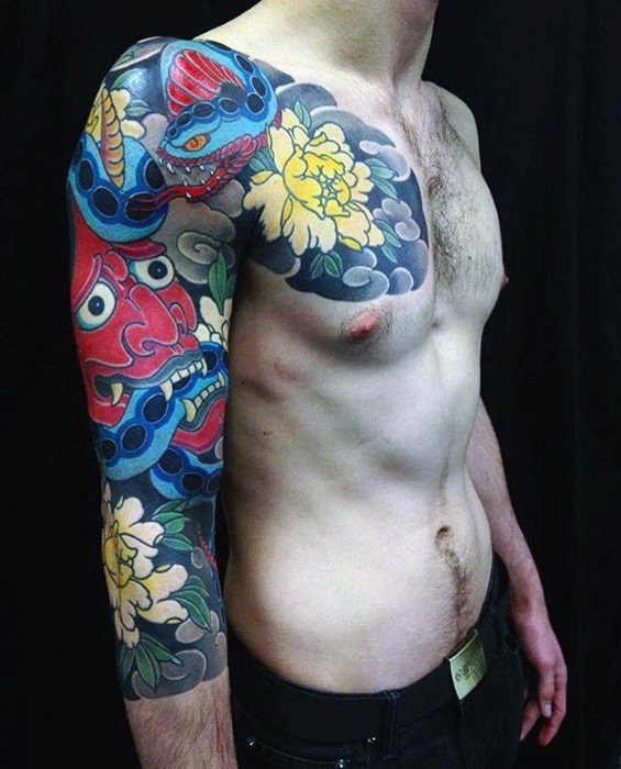 tatuaje japones pecho para hombre 22