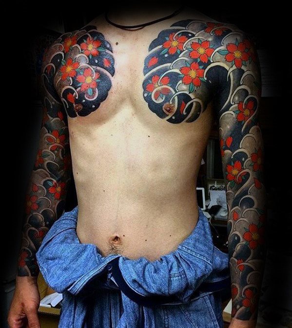 tatuaje japones pecho para hombre 23