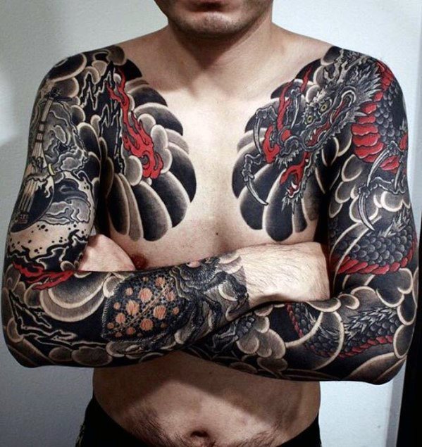 tatuaje japones pecho para hombre 30