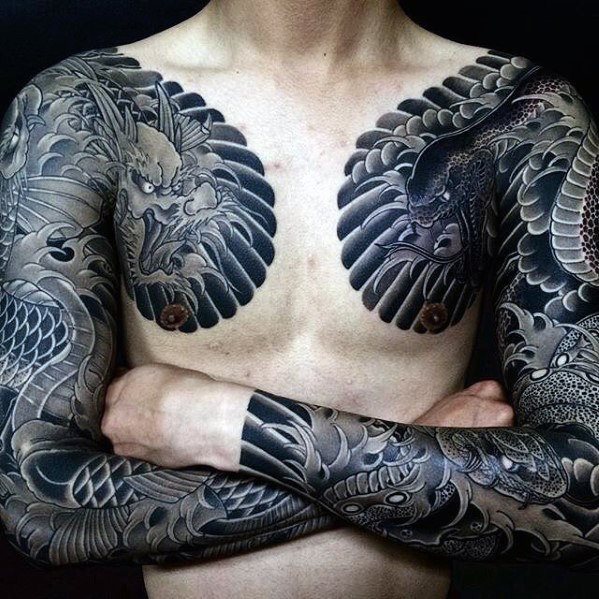 tatuaje japones pecho para hombre 31