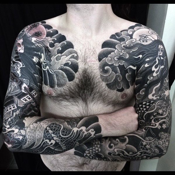 tatuaje japones pecho para hombre 32