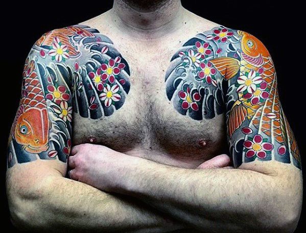 tatuaje japones pecho para hombre 38