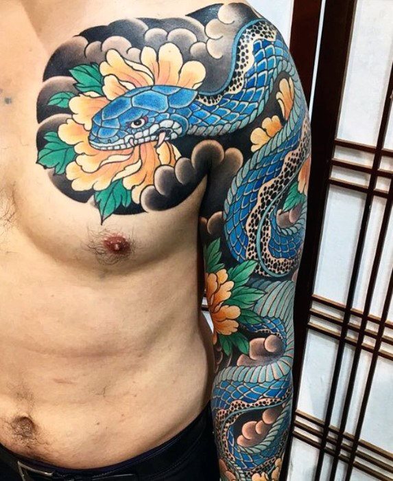 tatuaje japones pecho para hombre 42