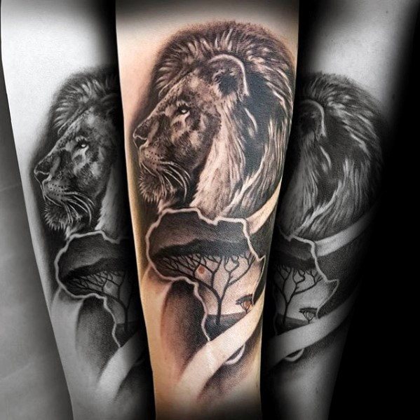 tatuaje leon antebrazo para hombre 01
