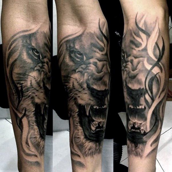 tatuaje leon antebrazo para hombre 26