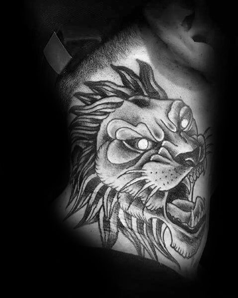 tatuaje leon cuello para hombre 14