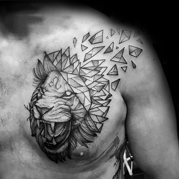 tatuaje leon hombro para hombre 08