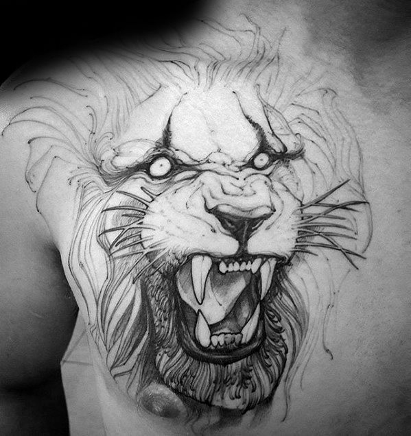 tatuaje leon hombro para hombre 16