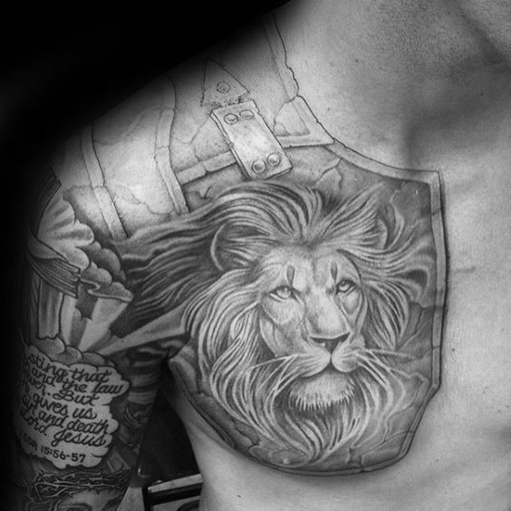 tatuaje leon hombro para hombre 24