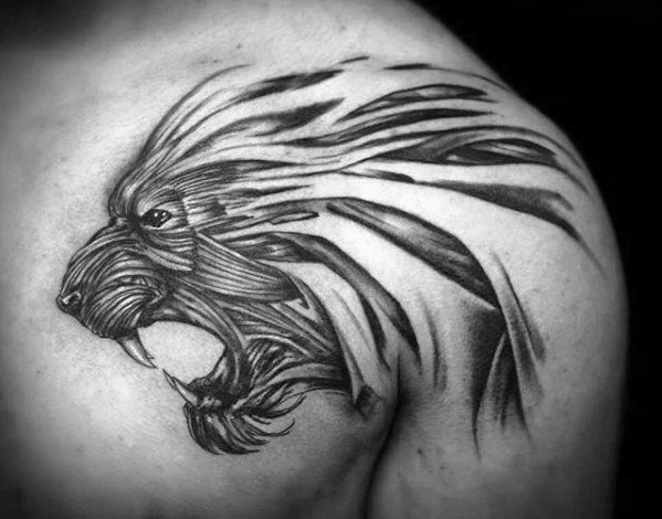 tatuaje leon hombro para hombre 27