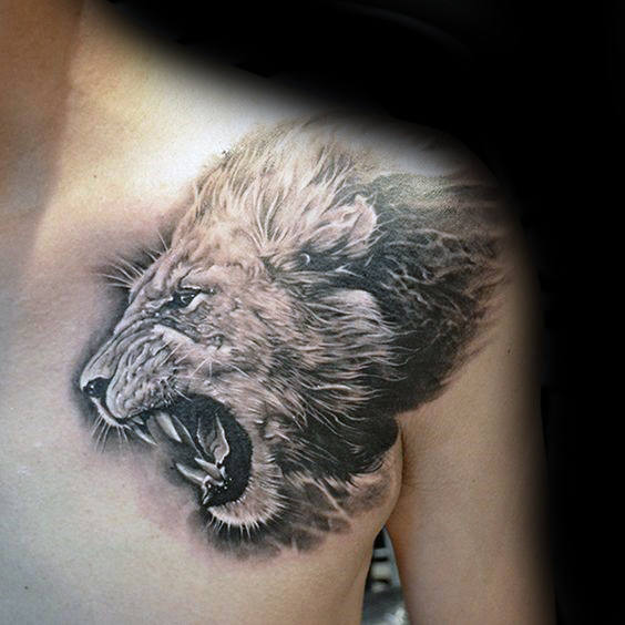 tatuaje leon hombro para hombre 29