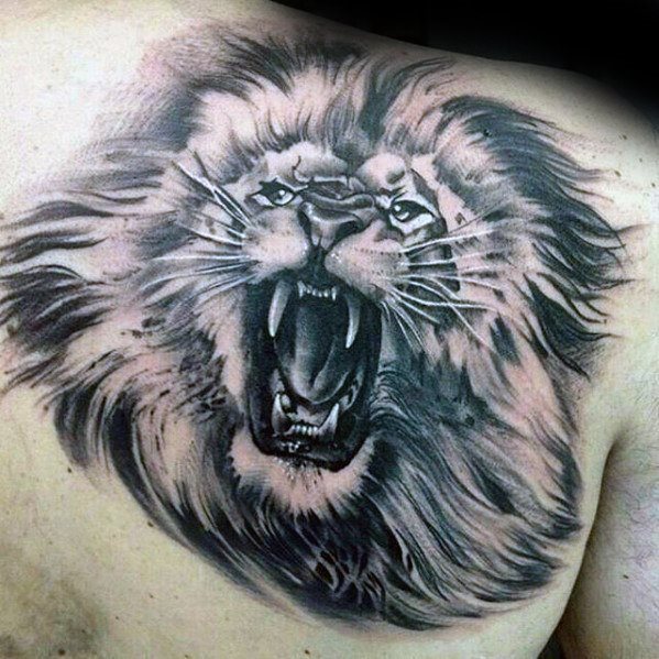 tatuaje leon hombro para hombre 30