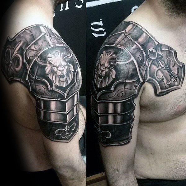tatuaje leon hombro para hombre 46