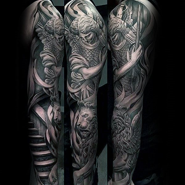 tatuaje manga leon para hombre 01