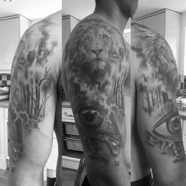 tatuaje manga leon para hombre 11